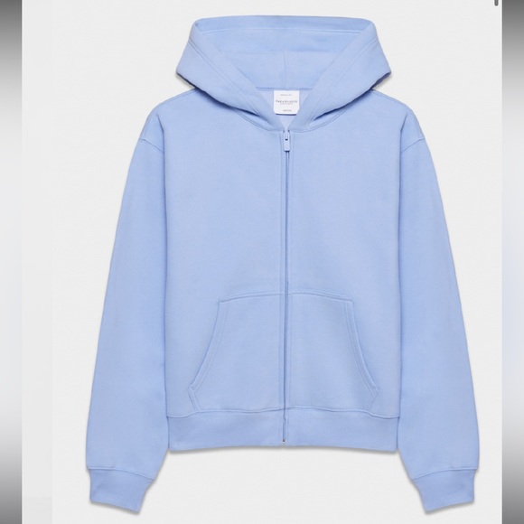 Aritzia Cozy Sweatfleece Perfect Zip Hoodie Size XL Dayflower Blue NWT - Picture 1 of 13